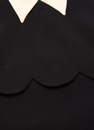 Detail View - Click To Enlarge - MIU MIU - Contrast collar scallop hem tier dress