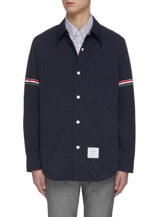 Main View - Click To Enlarge - THOM BROWNE  - Four-bar stripe armband nylon shell jacket