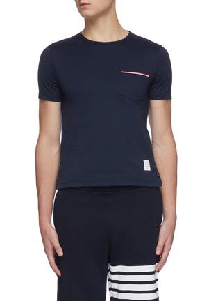 Main View - Click To Enlarge - THOM BROWNE - Tricolour stripe pocket T-shirt