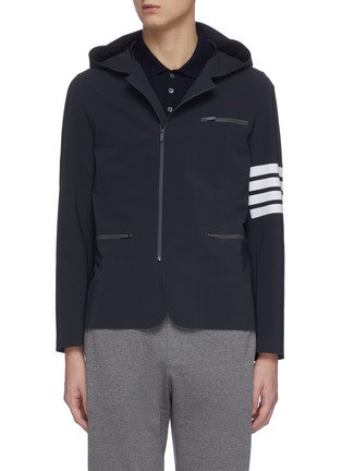 Main View - Click To Enlarge - THOM BROWNE  - Four-bar stripe compression hood jacket