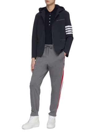 Figure View - Click To Enlarge - THOM BROWNE  - Four-bar stripe compression hood jacket