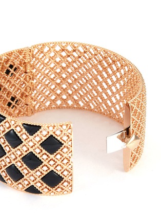 Detail View - Click To Enlarge - ROBERTO COIN - Palazzo Ducale diamond black jade 18k rose gold bangle