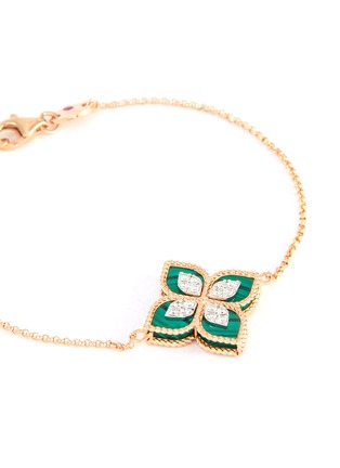 Detail View - Click To Enlarge - ROBERTO COIN - Princess Flower diamond malachite 18k rose gold bracelet