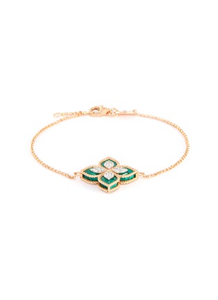 Main View - Click To Enlarge - ROBERTO COIN - Princess Flower diamond malachite 18k rose gold bracelet