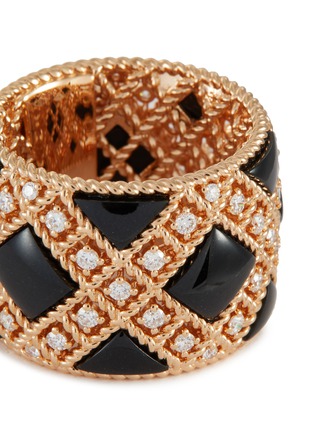 Detail View - Click To Enlarge - ROBERTO COIN - Palazzo Ducale diamond black jade 18k rose gold ring