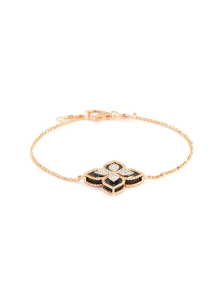 Main View - Click To Enlarge - ROBERTO COIN - Princess Flower diamond black jade 18k rose gold bracelet