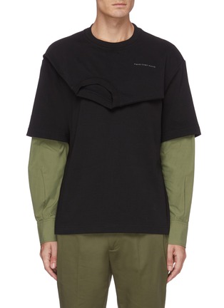 Main View - Click To Enlarge - FENG CHEN WANG - Upside down panel double layer long sleeve T-shirt