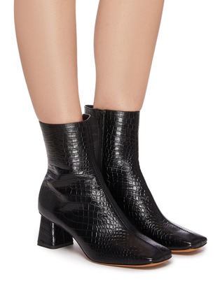 Figure View - Click To Enlarge - VINCE - 'Koren' croc-embossed leather ankle boots