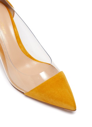 Detail View - Click To Enlarge - GIANVITO ROSSI - 'Plexi 70' PVC panel suede leather pumps