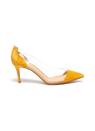 Main View - Click To Enlarge - GIANVITO ROSSI - 'Plexi 70' PVC panel suede leather pumps