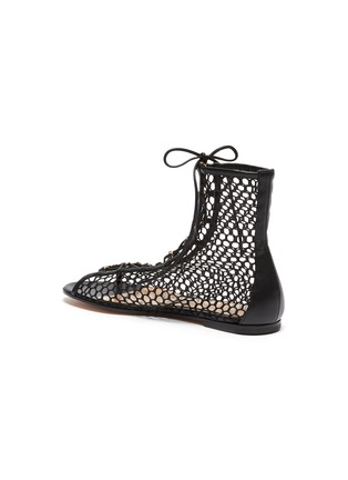  - GIANVITO ROSSI - Fishnet lace up flat leather boots