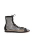 Main View - Click To Enlarge - GIANVITO ROSSI - Fishnet lace up flat leather boots