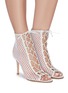 Figure View - Click To Enlarge - GIANVITO ROSSI - 'Helena' open toe lace up mesh boots