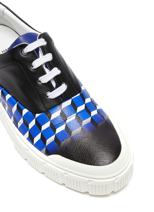 Detail View - Click To Enlarge - PIERRE HARDY - Ollie' Cube Print Leather Lace Up Sneakers