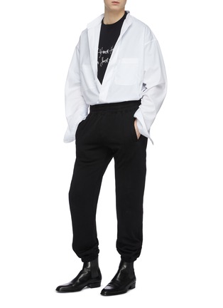 Figure View - Click To Enlarge - HAIDER ACKERMANN - Band collar cotton poplin oversized shirt