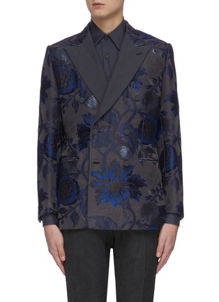Main View - Click To Enlarge - BRIONI - Floral jacquard double breasted blazer