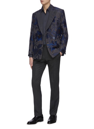 Figure View - Click To Enlarge - BRIONI - Floral jacquard double breasted blazer