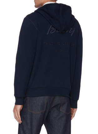 Back View - Click To Enlarge - BRIONI - Logo Embroidered Zip Front Hooded Jacket