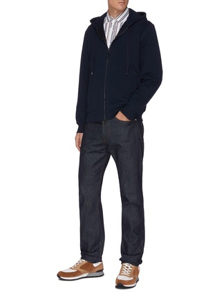Figure View - Click To Enlarge - BRIONI - Logo Embroidered Zip Front Hooded Jacket