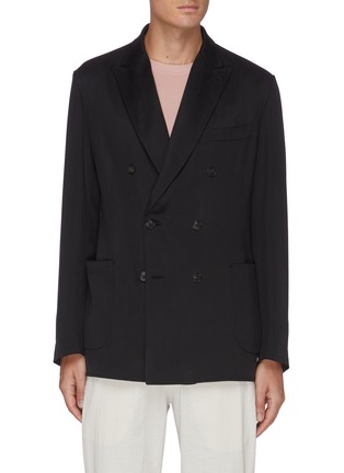 Main View - Click To Enlarge - BRIONI - Double-breasted Peak Lapel Silk Blend Blazer