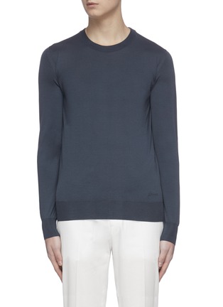 Main View - Click To Enlarge - BRIONI - Logo embroidered merino wool sweater
