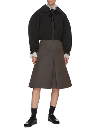 Figure View - Click To Enlarge - SHUSHU/TONG - Rounded collar elasticated hem crop jacket