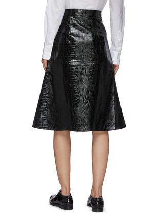 Back View - Click To Enlarge - SHUSHU/TONG - Pleated croc-embossed faux leather A-line skirt