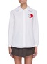 Main View - Click To Enlarge - SHUSHU/TONG - Double Collar Shirt with Knit Flower Pin