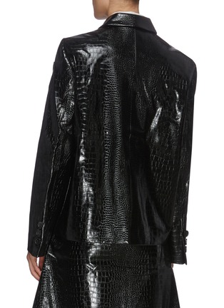 Back View - Click To Enlarge - SHUSHU/TONG - Bow accent croc-embossed faux leather jacket