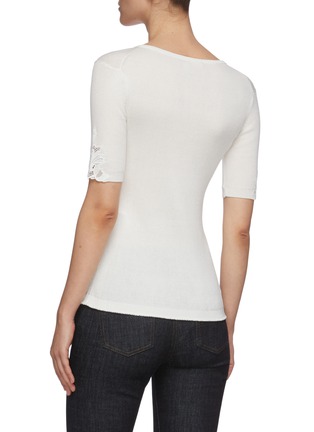Back View - Click To Enlarge - CHLOÉ - Lingerie lace V neck knit top