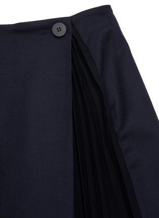 Detail View - Click To Enlarge - CHLOÉ - Pleated sheer insert wool blend midi skirt