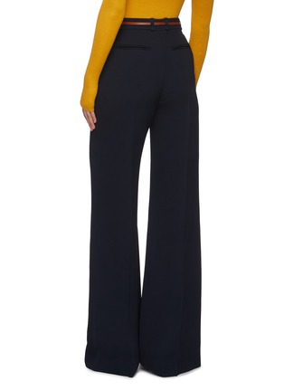 Back View - Click To Enlarge - CHLOÉ - Leather belt flared suiting pants
