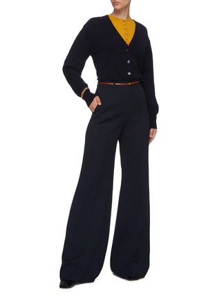 Figure View - Click To Enlarge - CHLOÉ - Leather belt flared suiting pants