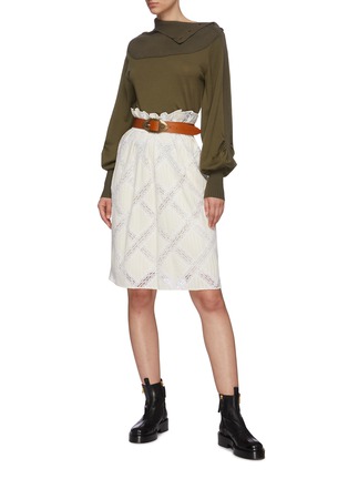 Figure View - Click To Enlarge - CHLOÉ - Lace applique cady skirt