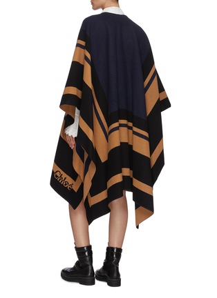 Back View - Click To Enlarge - CHLOÉ - Colourblock virgin wool blanket wool cape