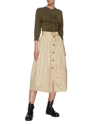 Figure View - Click To Enlarge - CHLOÉ - Ruched drawstring front knit top