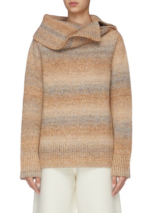 Main View - Click To Enlarge - SWAYING - Flap collar gradient knit sweater