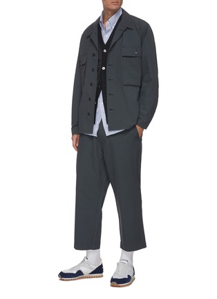 Figure View - Click To Enlarge - NANAMICA - Hybrid wool sleeve taffeta cardigan
