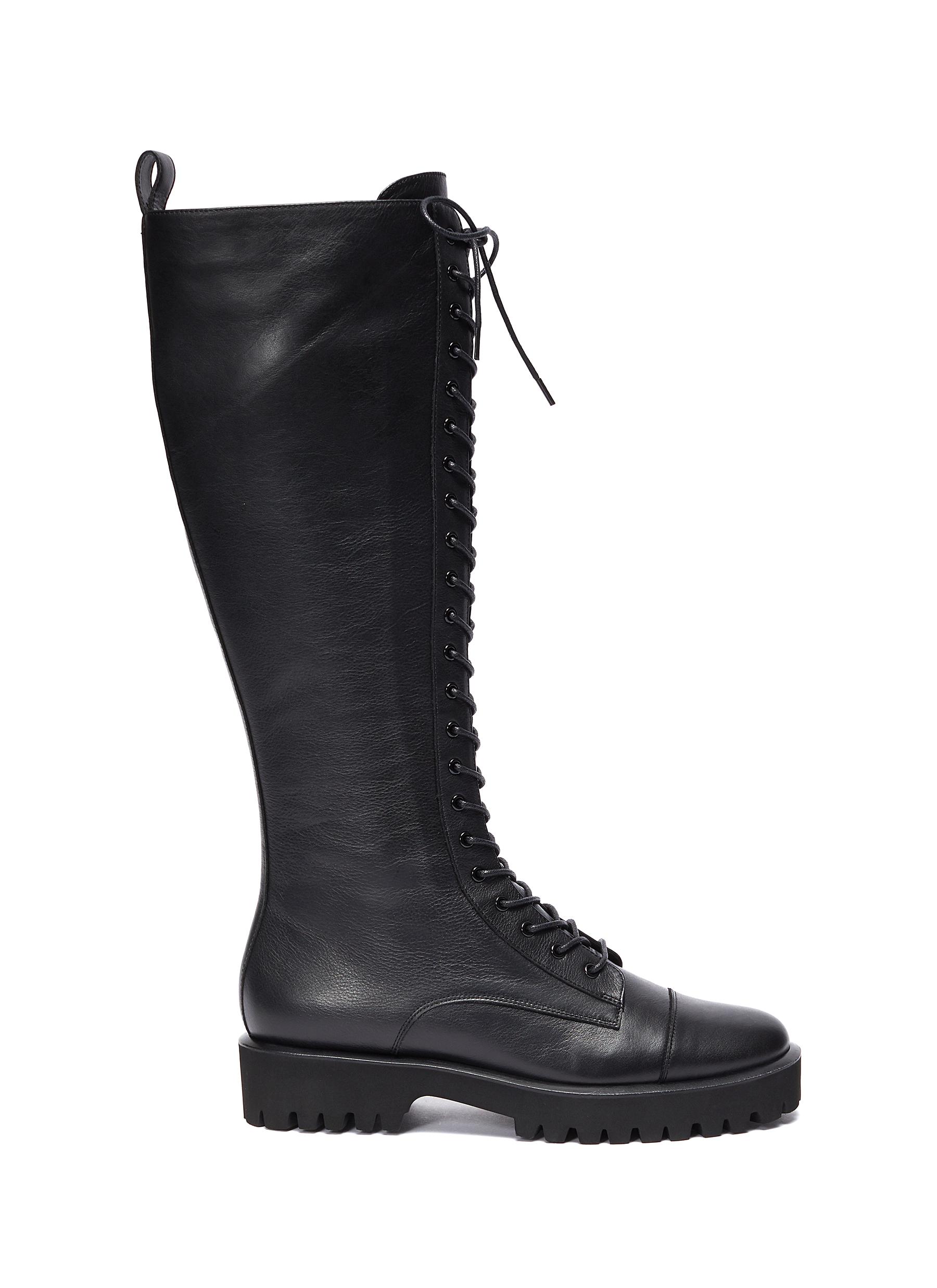 leather military boots womens