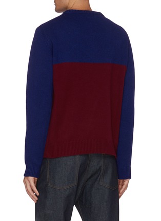 Back View - Click To Enlarge - MAISON KITSUNÉ - Fox head intarsia colourblock sweater
