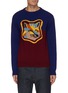 Main View - Click To Enlarge - MAISON KITSUNÉ - Fox head intarsia colourblock sweater