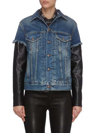 Main View - Click To Enlarge - R13 - 'Kelly' trucker jacket with leather sleeves