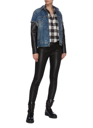 Figure View - Click To Enlarge - R13 - 'Kelly' trucker jacket with leather sleeves