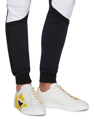 Figure View - Click To Enlarge - FENDI - Eye print leather sneakers