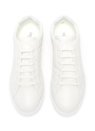 Detail View - Click To Enlarge - FENDI - Logo embossed leather sneakers