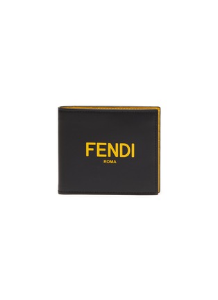 Main View - Click To Enlarge - FENDI - Contrast Interior Logo Print Leather Bifold Wallet