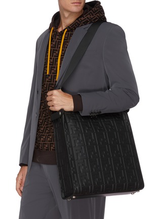 Figure View - Click To Enlarge - FENDI - 'Peekaboo X-Lite Fit' Monogram Embossed Leather Tote Bag