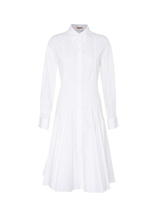 Main View - Click To Enlarge - ALAÏA - Perforated plastron cotton poplin shirt dress