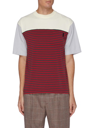 Main View - Click To Enlarge - MARNI - Mixed stripe poplin T-shirt