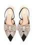 Figure View - Click To Enlarge - RODO - Strass embellished bow suede slingback pumps